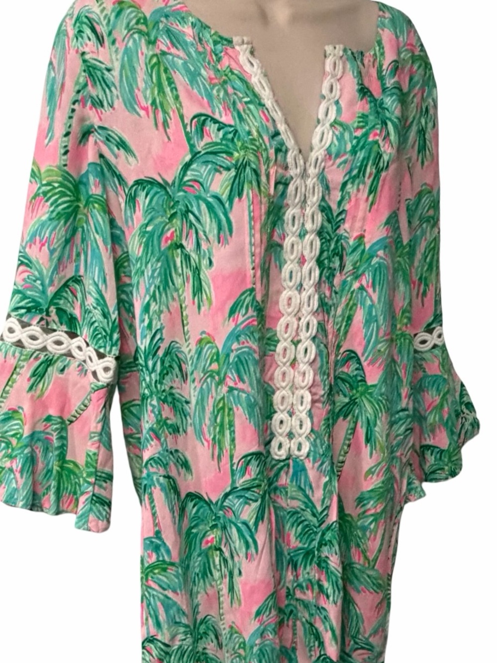 Lilly Pulitzer Hollie Tunic Dress Palm Trees Pink Blossom Large - Picture 3 of 11